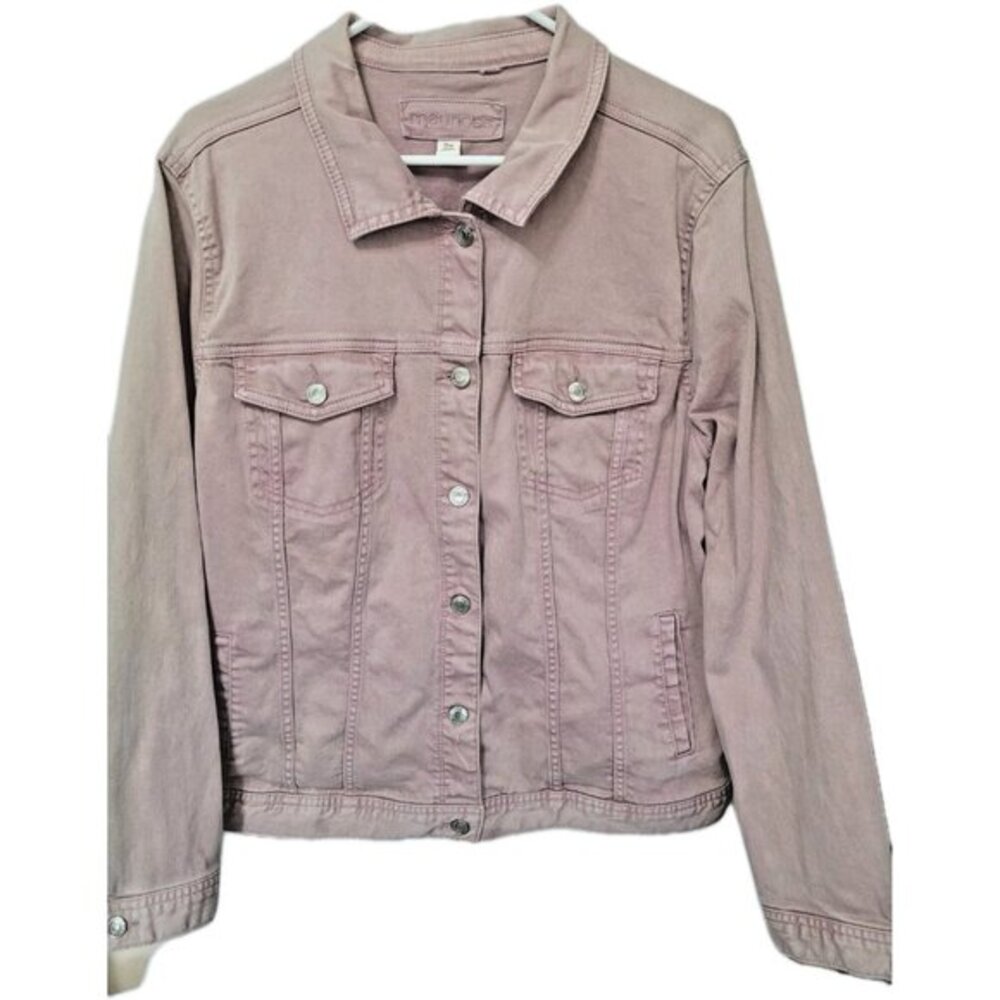 Maurices‎ Jean Jacket Womens 2X Cotton Blend Stretch Trucker Biker Layering